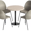 Modern Round Light Colored Table With Four Gray Chairs Metal Legs Set 3d model