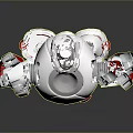 Cartoon Style Robot Character in Game with White Red Color Round Head and Claw Hands