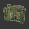 Vintage Wooden Chest With Intricate Carved Details And Grid Pattern Design
