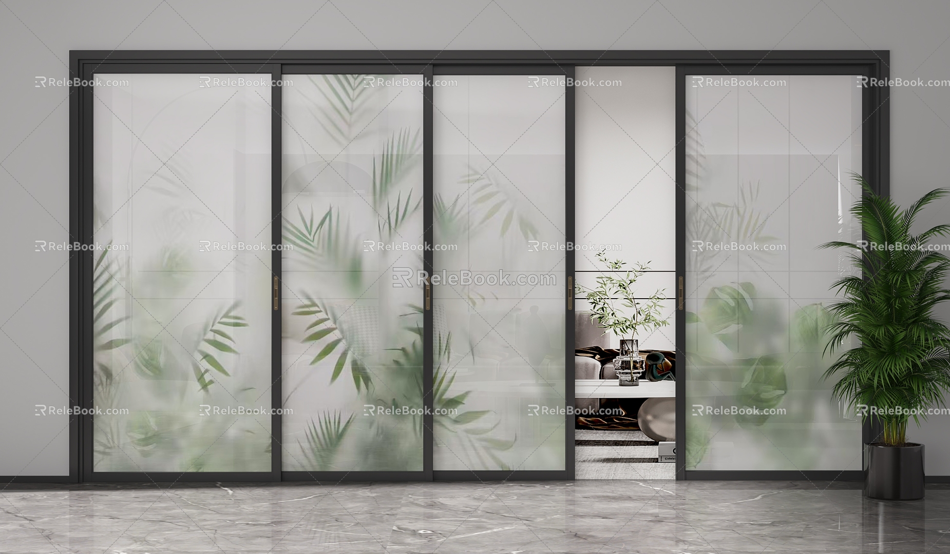 glass sliding door 3d model