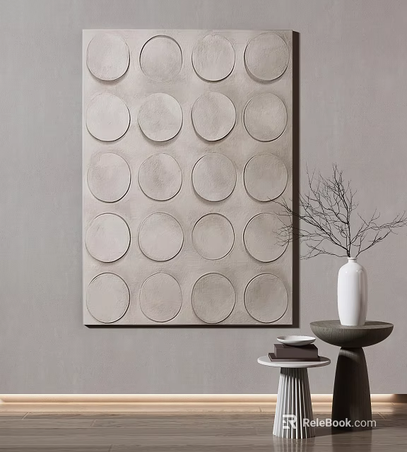 Minimalist Abstract Wall Art With Circular Patterns In Neutral Tones For Modern Interior Decor 3d model