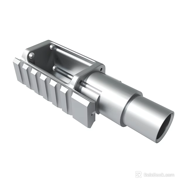 Metal Mechanical Industrial Component Featuring Cylindrical Tube And Square Base Structure 3d model 