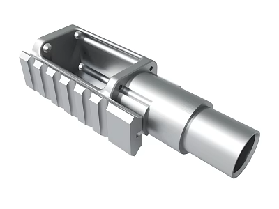 Metal Mechanical Industrial Component Featuring Cylindrical Tube And Square Base Structure 3d model