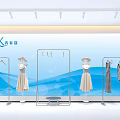 Bright Modern Clothing Store Interior With White Racks Mannequins Dresses And Handbags