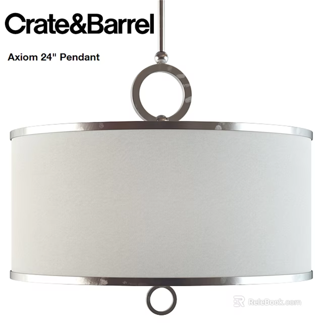 Axiom 24 Inch Pendant Light With White Shade And Silver Metal Frame Design 3d model 
