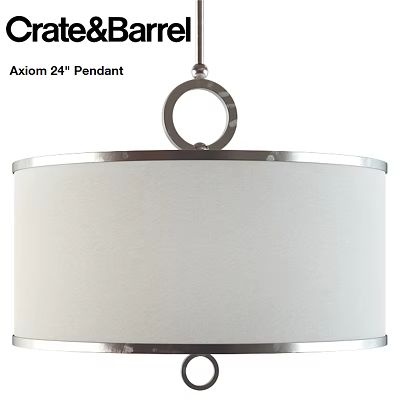 Axiom 24 Inch Pendant Light With White Shade And Silver Metal Frame Design 3d model