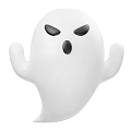 Cartoon Ghost Character With White Body Black Eyes And Outstretched Arms