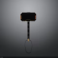 Black Thor Inspired Hammer Weapon With Orange Glowing Patterns And Handle Ring