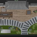 Traditional Chinese Courtyard Design With Rockery Small Bridge And Green Plants