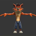 Cartoon Fox Character 3D Model With Orange Fur Green Eyes Blue Jeans Red White Sneakers