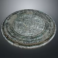 Ancient Bronze Mirror With Intricate Circular Carvings And Ornate Patterns