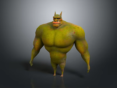 Green Muscular Game Movie Character With Bat Like Ears And Hulking Physique 3d model
