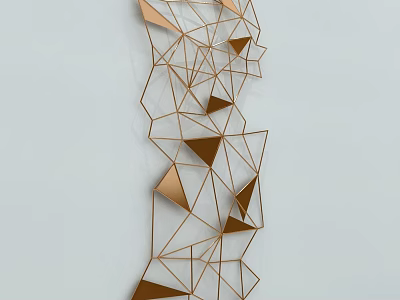 Modern Gold Geometric Wall Decor with Abstract Triangle Line Design for Home Interior 3d model