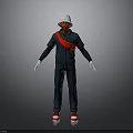 3D Character Outfit Design With Green Overalls White Hat Red Scarf White Gloves And Shoes