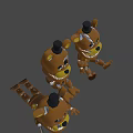 Scary Brown Cartoon Bear Game Characters With Black Top Hats And Large Teeth