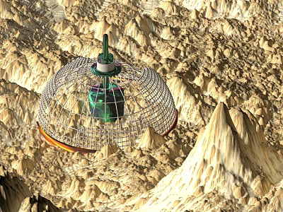 Modern sci-fi future scene 3d model