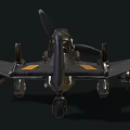Vintage Style Passenger Plane With Propeller Skull Logo And Black Yellow Color
