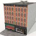 Traditional Multi Story Brick Building With Ground Floor Shops And Upper Residential Floors
