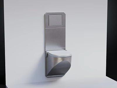 Sleek Modern Wall Mounted Silver Metal Waste Bin With Lid For Daily Use 3d model
