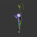 Decorative Household Accessories Featuring Blue Flowers And Pink Beaded Ornaments
