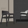 Modern Designer Dining Chairs Gray And White Upholstered With Wooden Legs And Armrests In Contemporary