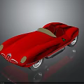 Classic Red Sports Car With Streamlined Body Two Seat White Interior And Silver Wheels