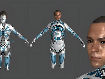 Game Movie Character With Sci Fi Armor Showing Multiple Angles Full Body And Facial Details 3d model