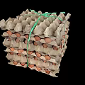 Chicken Eggs Neatly Stacked In Paper Cartons Bundled With Green String