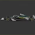 Green And White Formula 1 Race Car With Aerodynamic Body And Sponsor Logos