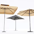 Outdoor Patio Sunshade Umbrellas with Beige and Gray Canopy Metal Frame and Stable Base