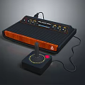 Vintage Intellivision Game Console With Wooden Panel Black Body And Red Button Joystick Controller