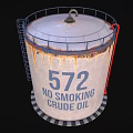 Rusty Crude Oil Storage Tank With Number 572 No Smoking Sign Ladder And Railing