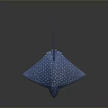 Blue Ray Marine Creature with White Spots Detailed 3D Rendering Isolated on Dark Background