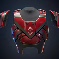 Red Black Weapon Armor Featuring Metallic Texture Shoulder Plates And Triangular Emblem 3d model