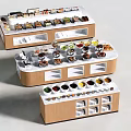 Wooden Multi Tiered Buffet Bar With Food Display And Condiment Containers