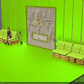 Green Themed Room Interior With Elephant Display Board Person Sitting On Sofa And Plants