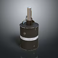 Military Hand Grenade Weapon With Cylindrical Metal Body Worn Surface White Stripe And Fuse Ring