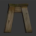 Rustic Wooden Stool With Simple Design Square Legs And Natural Wood Texture