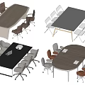 Modern Conference Tables With Wooden Tops Metal Frames And Ergonomic Office Chairs