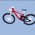 Modern Red Mountain Bike With White Frame Black Tires And Black Seat