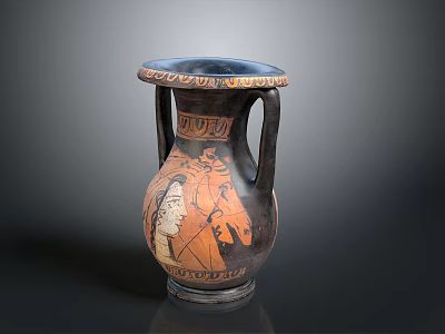 Ancient Style Sculpted Vase With Intricate Figural And Horse Relief Carvings 3d model