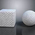 White Brick Patterned Decorative Cube and Sphere for Home Decoration 3d model