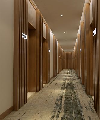 Modern Hotel Away Hotel Corridor 3d model