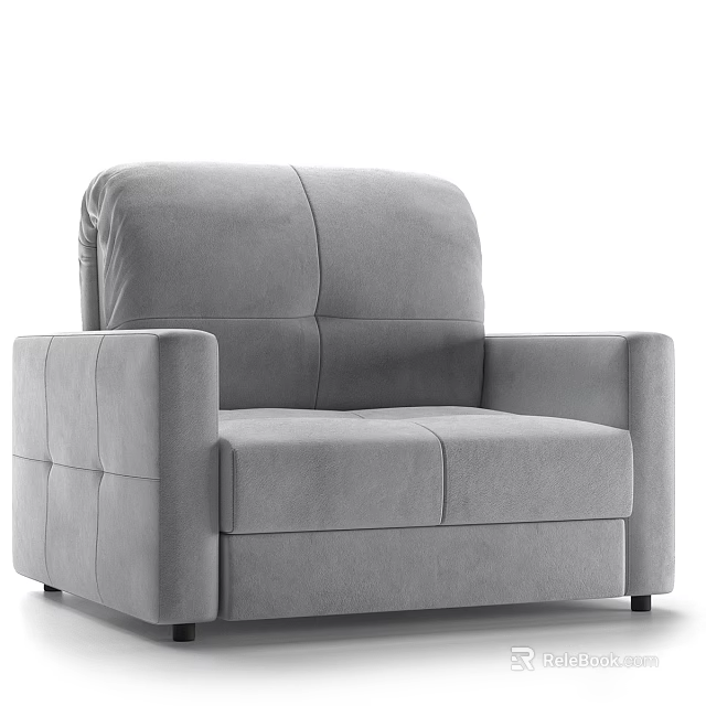 Gray Upholstered Single Sofa With Modern Minimalist Design And Comfortable Armrests 3d model