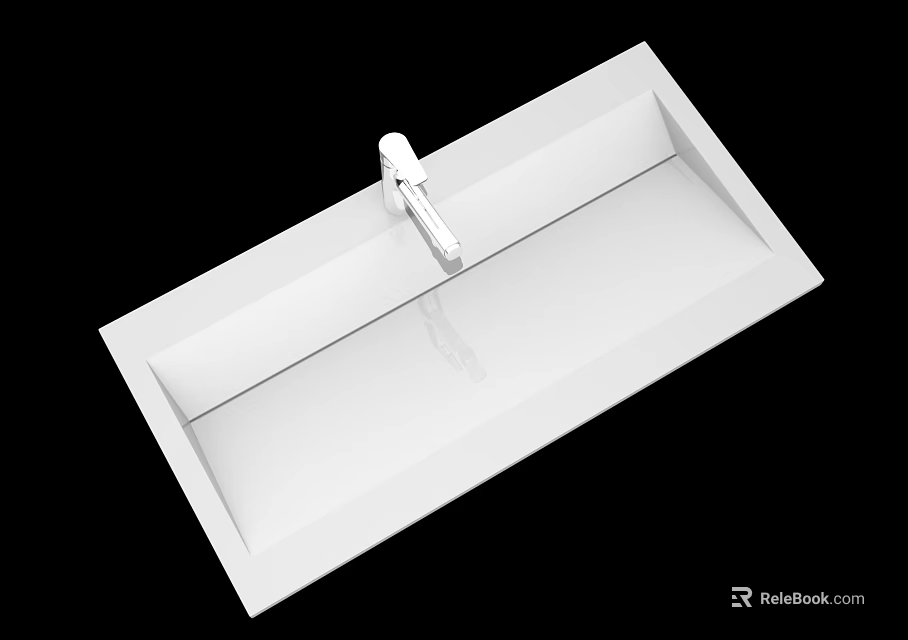 Modern White Bathroom Sink With Sleek Chrome Faucet And Minimalist Design 3d model 
