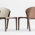 Modern Light And Brown Dining Chairs With Pleated Backrests And Wooden Legs