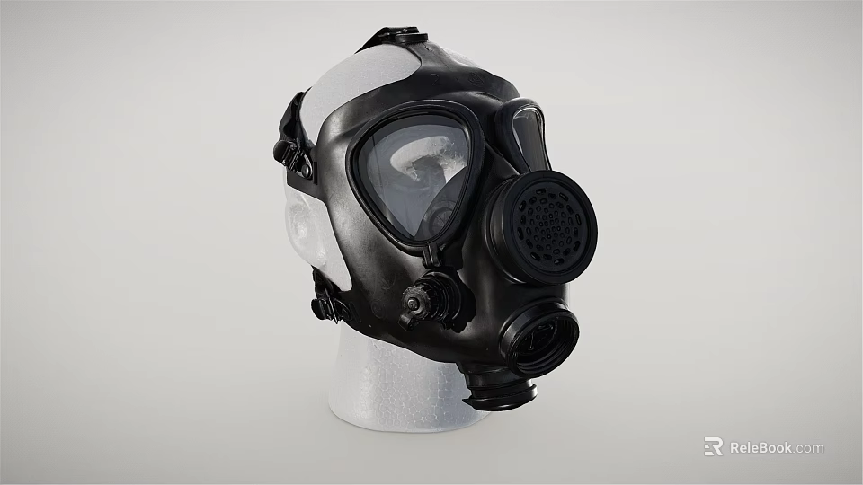 Firefighting Gas Mask With Clear Face Shield And Filter For Respiratory Protection 3d model 