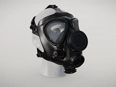 Firefighting Gas Mask With Clear Face Shield And Filter For Respiratory Protection 3d model