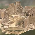 Realistic Historical Castle Ruins Model With Detailed Towers And Stone Walls