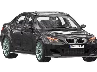 Black BMW Sedan With Sleek Exterior Design Alloy Wheels And Front Headlights 3d model
